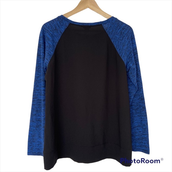 J. CREW BLUE/BLACK COLOUR BLOCKED RAGLAN TOP, MIXED MEDIA, MEDIUM - Picture 2 of 10